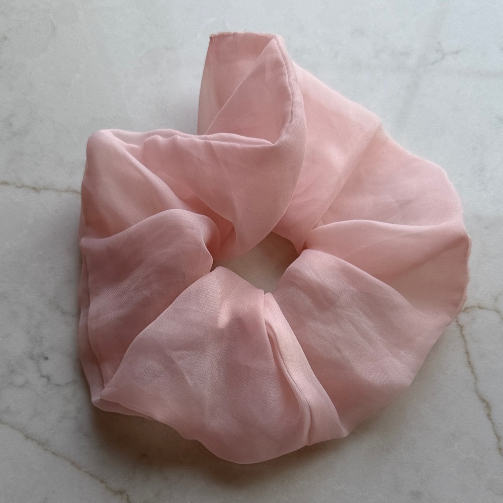 Light Pink Organza Hair Jumbo Scrunchie